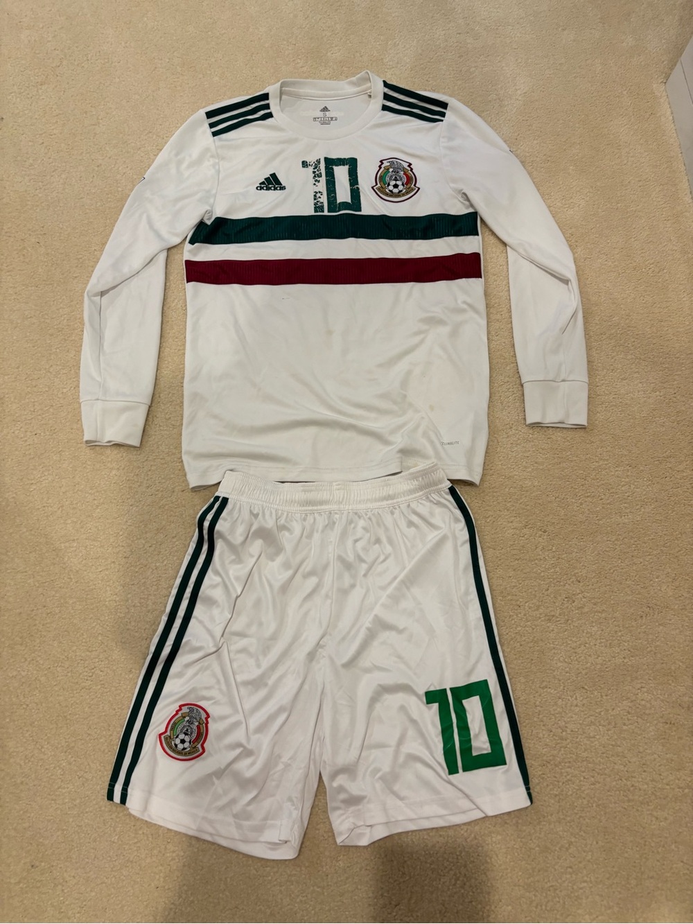 adidas White juniors
 Soccer Mexico with Green and Red Stripes